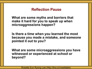 Micro Aggression Reflection Generic MS Navigating Microaggressions | PPTX