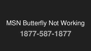 MSN Butterfly Not Working
1877-587-1877
 