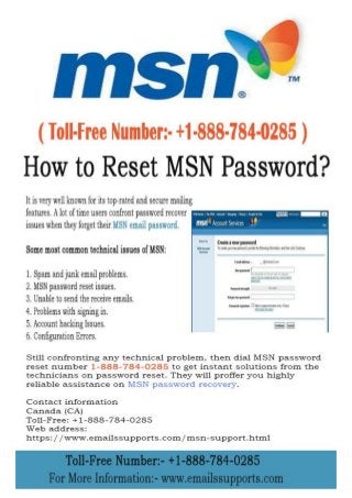 MSN Email Password Reset problems