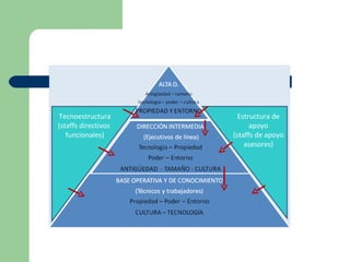 Tecnoestructura (staffs directivos  funcionales) Estructura de apoyo (staffs de apoyo asesores) 