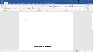 Home page of MS Word
 