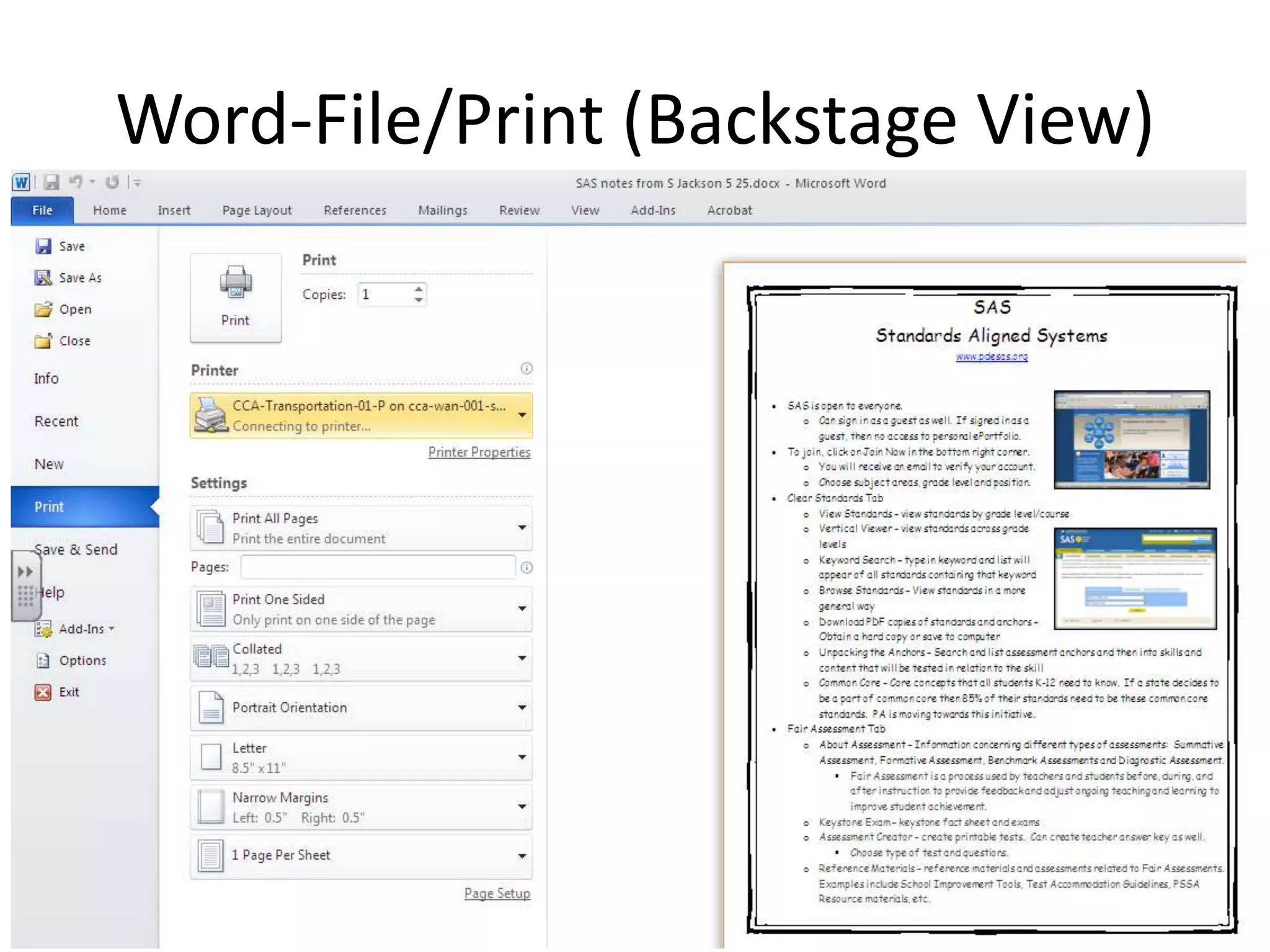 Word-File/Print (Backstage View)