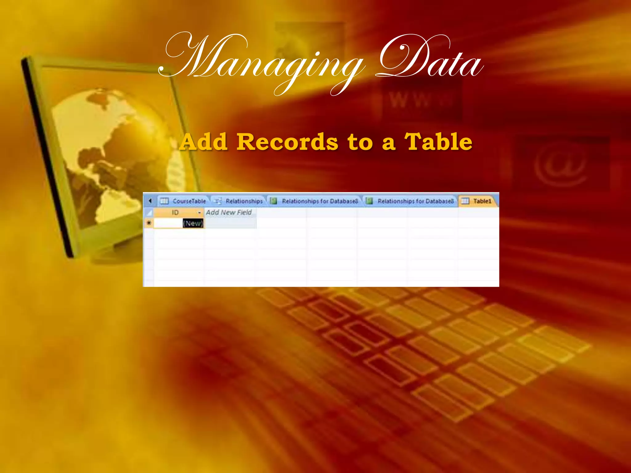 Creating Table Relationships