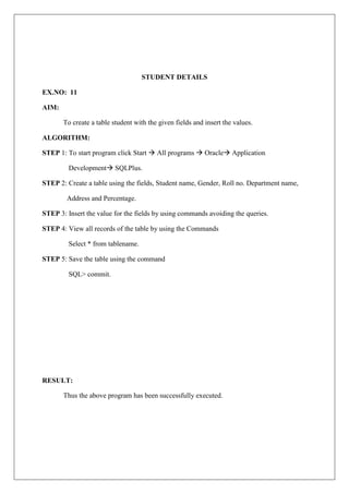 MS Office and Oracle Lab Manual | PDF