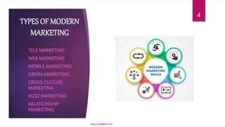TYPES OF MODERN
MARKETING
• TELE MARKETING
• WEB MARKETING
• MOBILE MARKETING
• GREEN MARKETING
• CROSS CULTURE
MARKETING
• BUZZ MARKETING
• RELATIONSHIP
MARKETING
HIRUL FOWMIYA.T.N
4
 