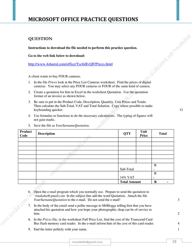Microsoft Office Package: Practical Questions | PDF | Gardening | Home ...