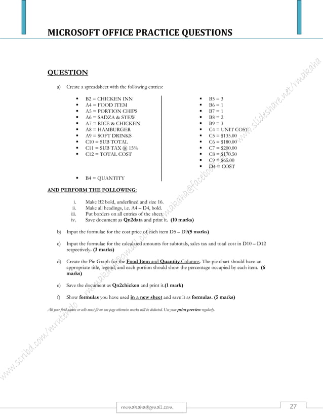 Microsoft Office Package: Practical Questions | PDF | Gardening | Home ...