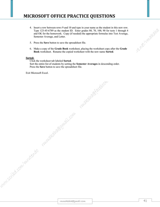 Microsoft Office Package: Practical Questions | PDF | Gardening | Home ...