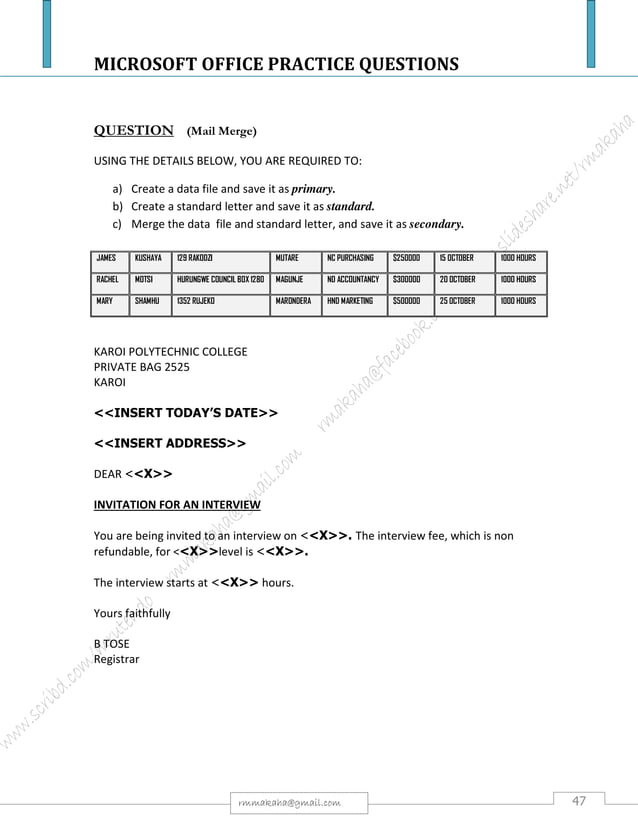 Microsoft Office Package: Practical Questions | PDF | Gardening | Home ...