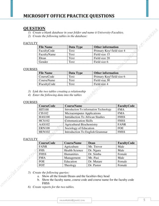 MICROSOFT OFFICE PRACTICE QUESTIONS
5rmmakaha@gmail.com
QUESTION
1. CREATE THE FOLLOWING FORM IN MS WORD
 