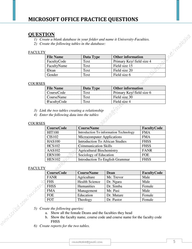 Microsoft Office Package: Practical Questions | PDF | Gardening | Home ...