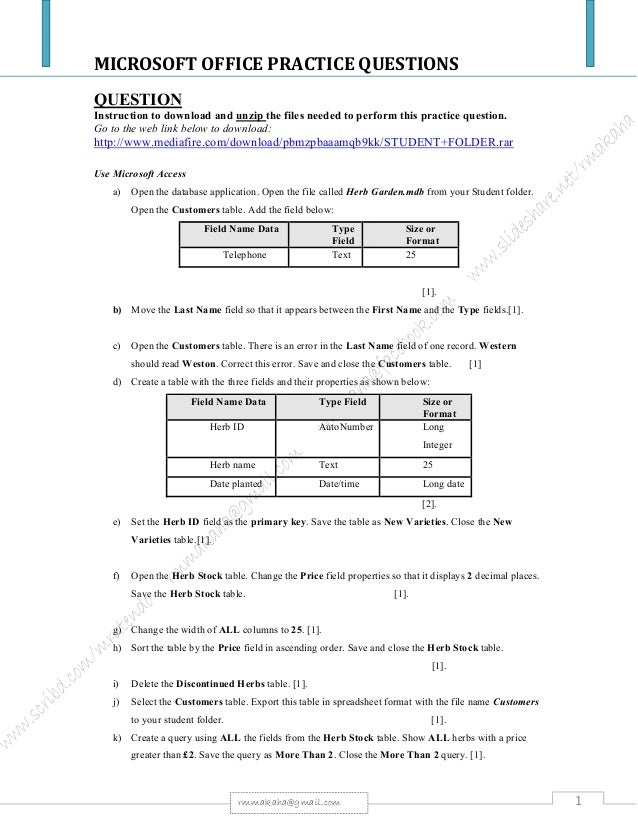 microsoft office package practical questions microsoft office exercises