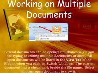 RibbonHome: Clipboard, Fonts, Paragraph, Styles, and Editing. Insert: Pages, Tables, Illustrations, Links, Header & Footer, Text, and SymbolsPage Layout: Themes, Page Setup, Page Background, Paragraph, ArrangeReferences: Table of Contents, Footnote, Citation & Bibliography, Captions, Index, and Table of AuthoritiesMailings: Create, Start Mail Merge, Write & Insert Fields, Preview Results, FinishReview: Proofing, Comments, Tracking, Changes, Compare, ProtectView: Document Views, Show/Hide, Zoom, Window, Macros 