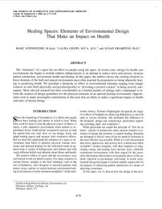 Healing Spaces: Elements of Environmental Design That Make an Impact on Health