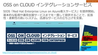 パートナーソリューション
http://sios.jp/products/oss-integration/service/oss_on_cloud/
 
