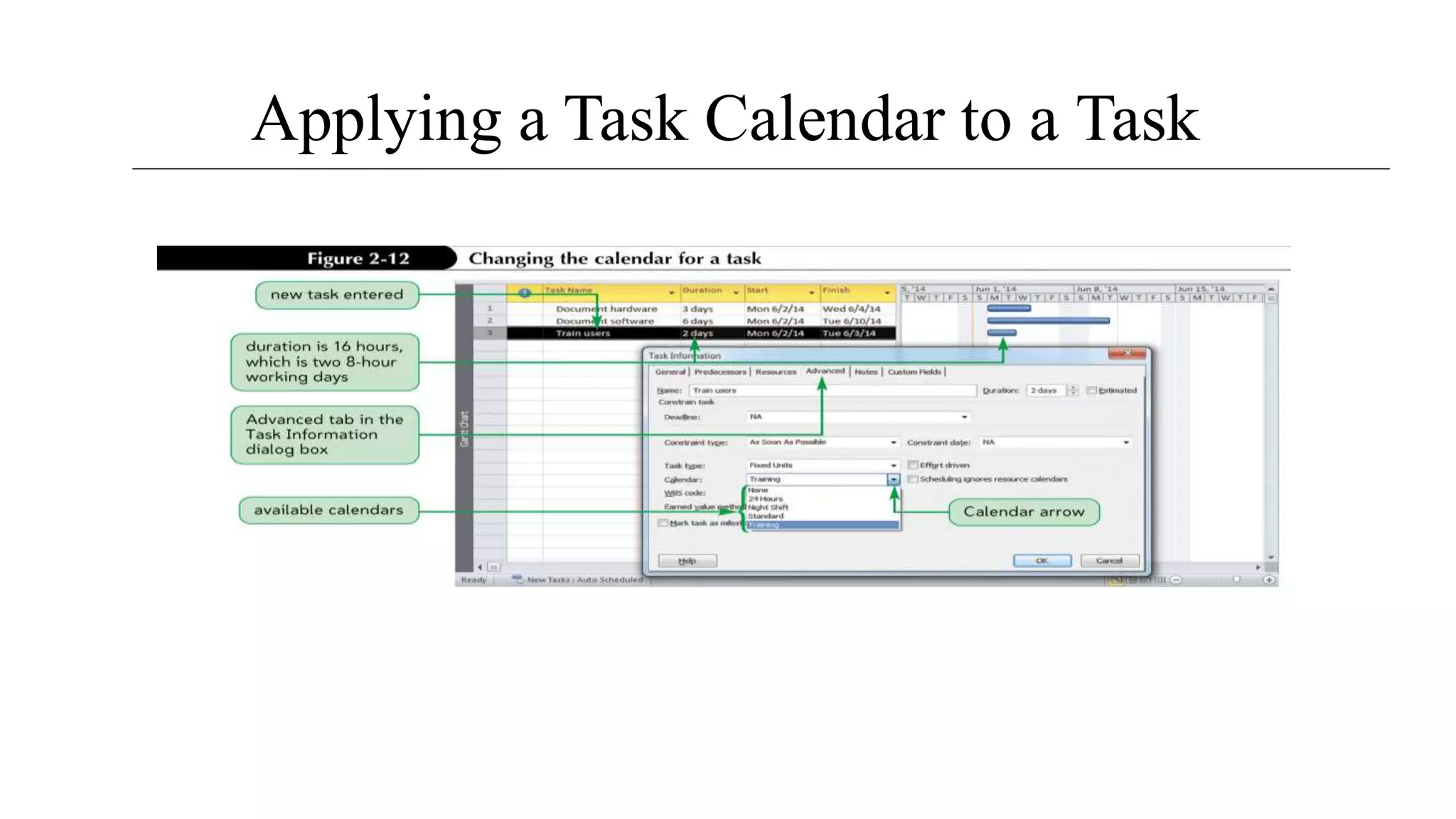 Applying a Task Calendar to a Task
 