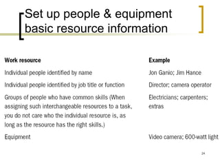 Set up people & equipment
basic resource information




                             24
 