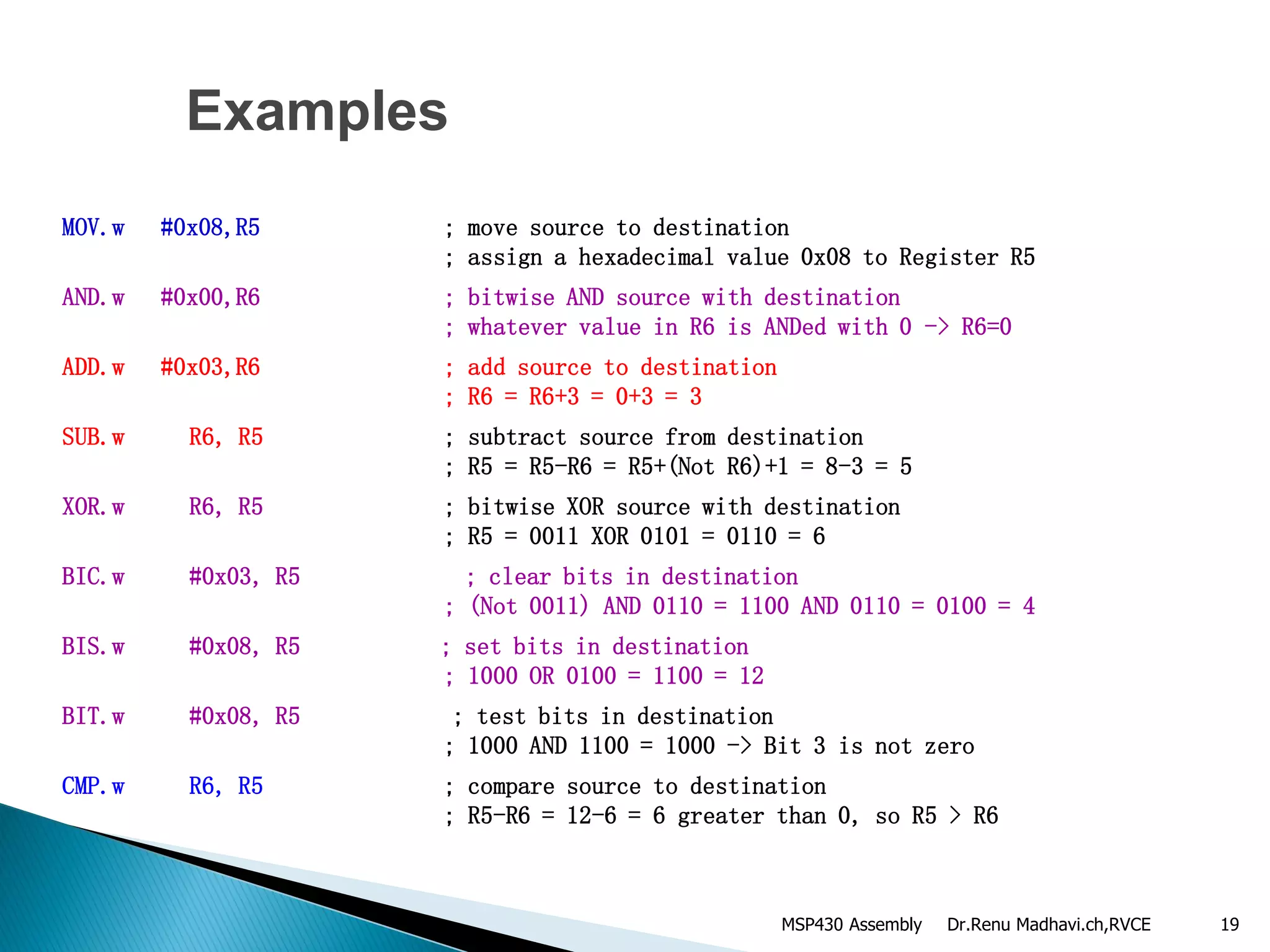 Msp430 assembly language instructions &addressing modes | PDF