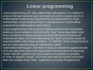 Liner programming on Management Science | PPT