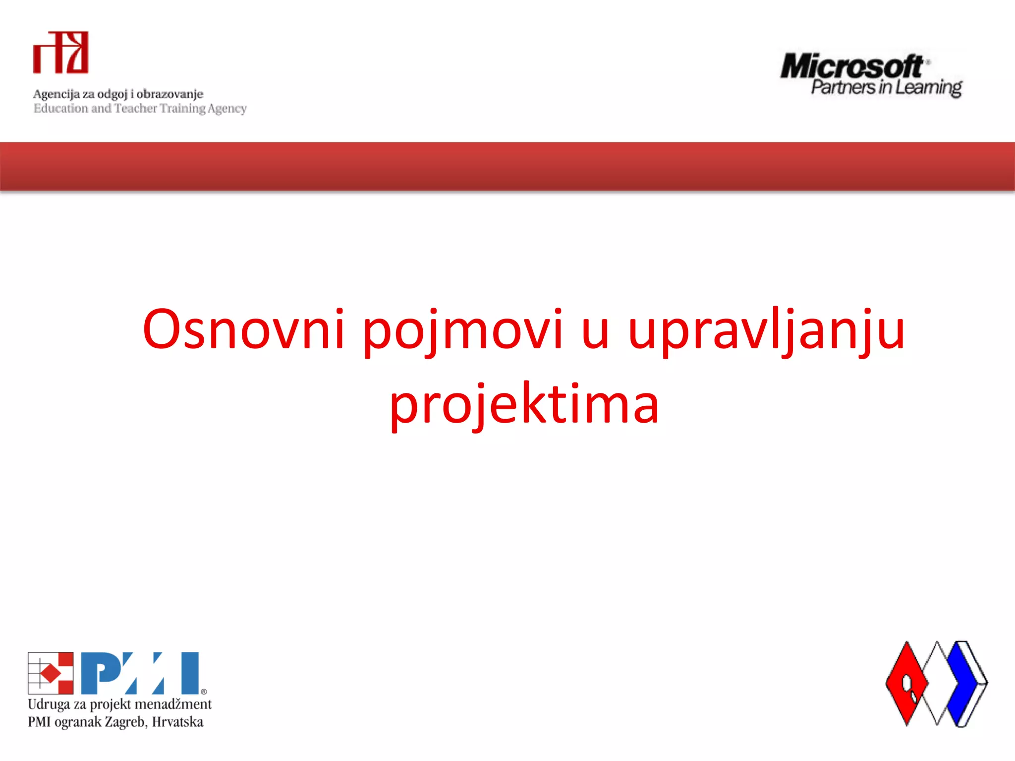 Osnovni pojmovi u upravljanju
         projektima
 