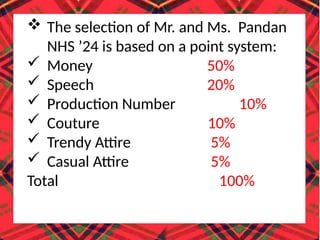 Criteria for pageant/guidelines and mech. | PPTX