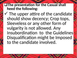 Criteria for pageant/guidelines and mech. | PPTX