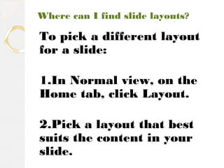 MICROSOFT POWERPOINT 2013 " SLIDE LAYOUT " | PPT