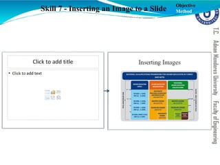 Skill 7 - Inserting an Image to a Slide
Objective
Method
 