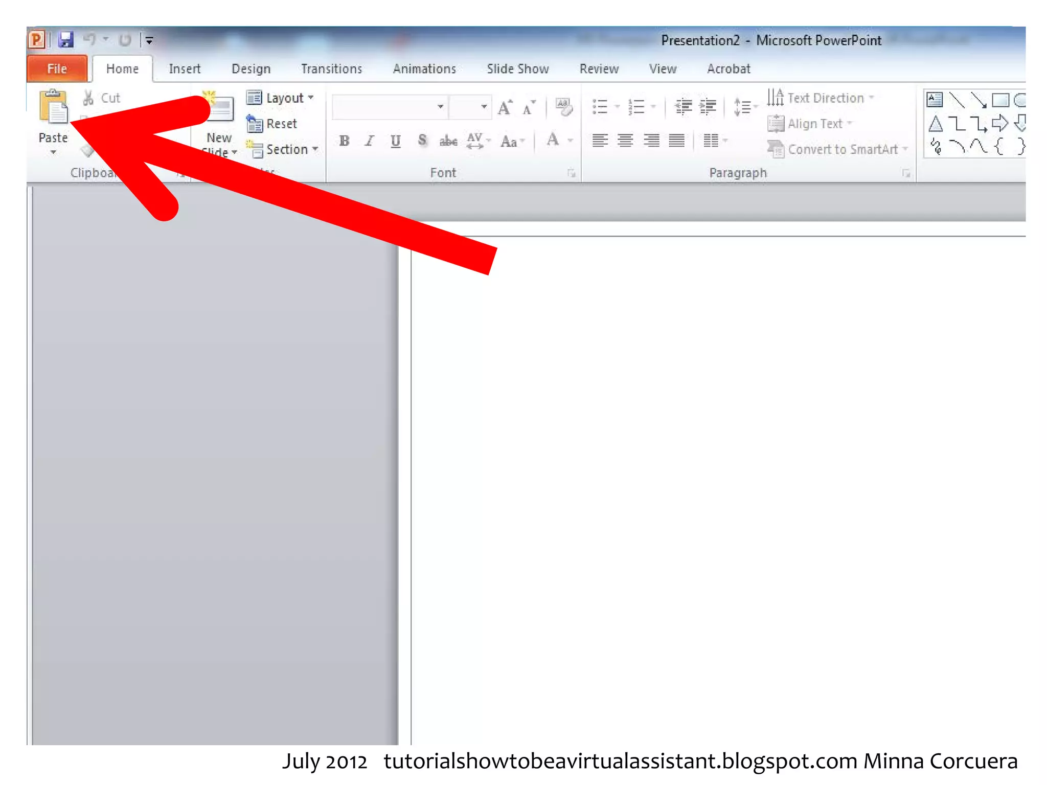 July 2012 tutorialshowtobeavirtualassistant.blogspot.com Minna Corcuera
 
