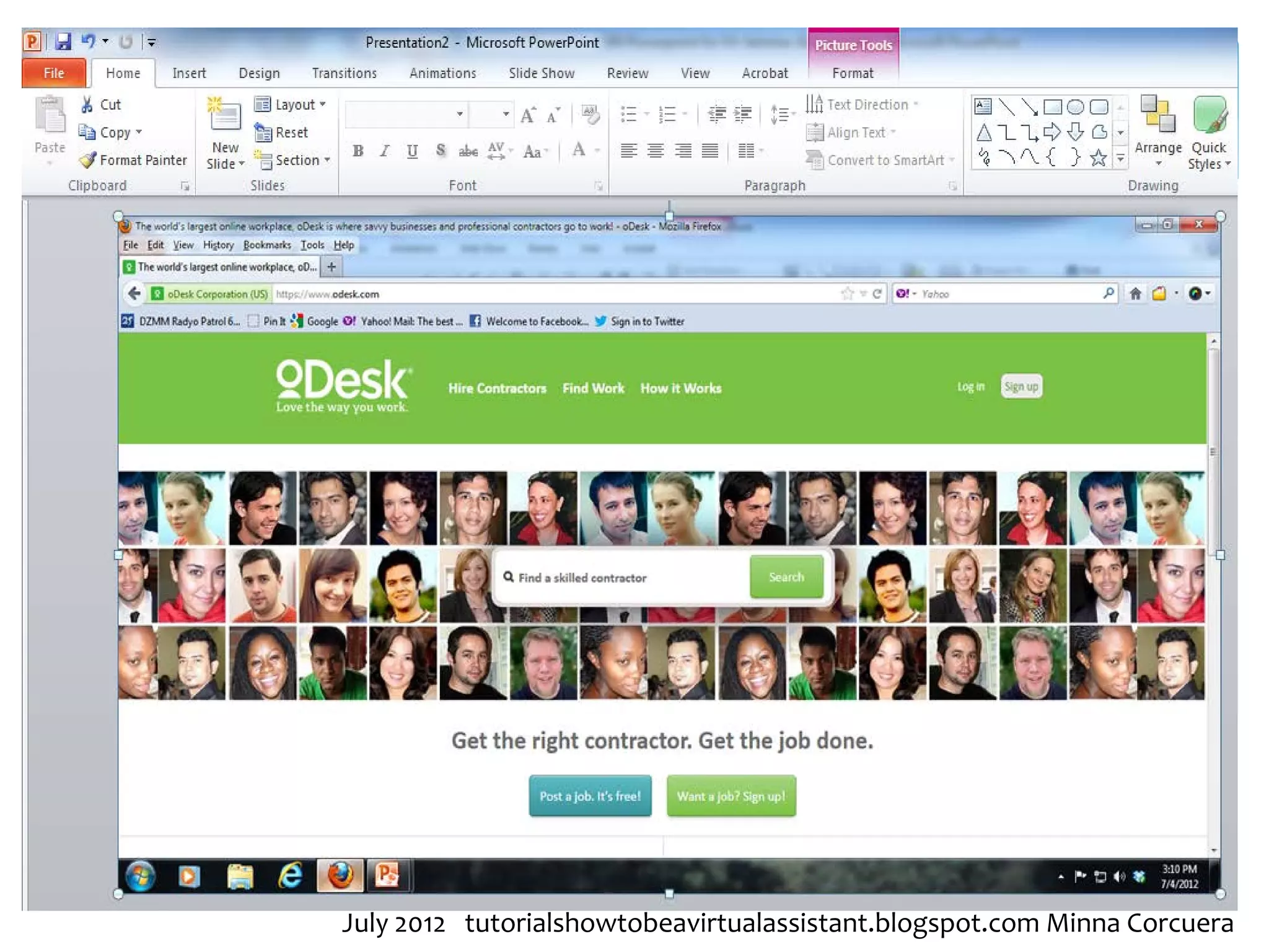 July 2012 tutorialshowtobeavirtualassistant.blogspot.com Minna Corcuera
 