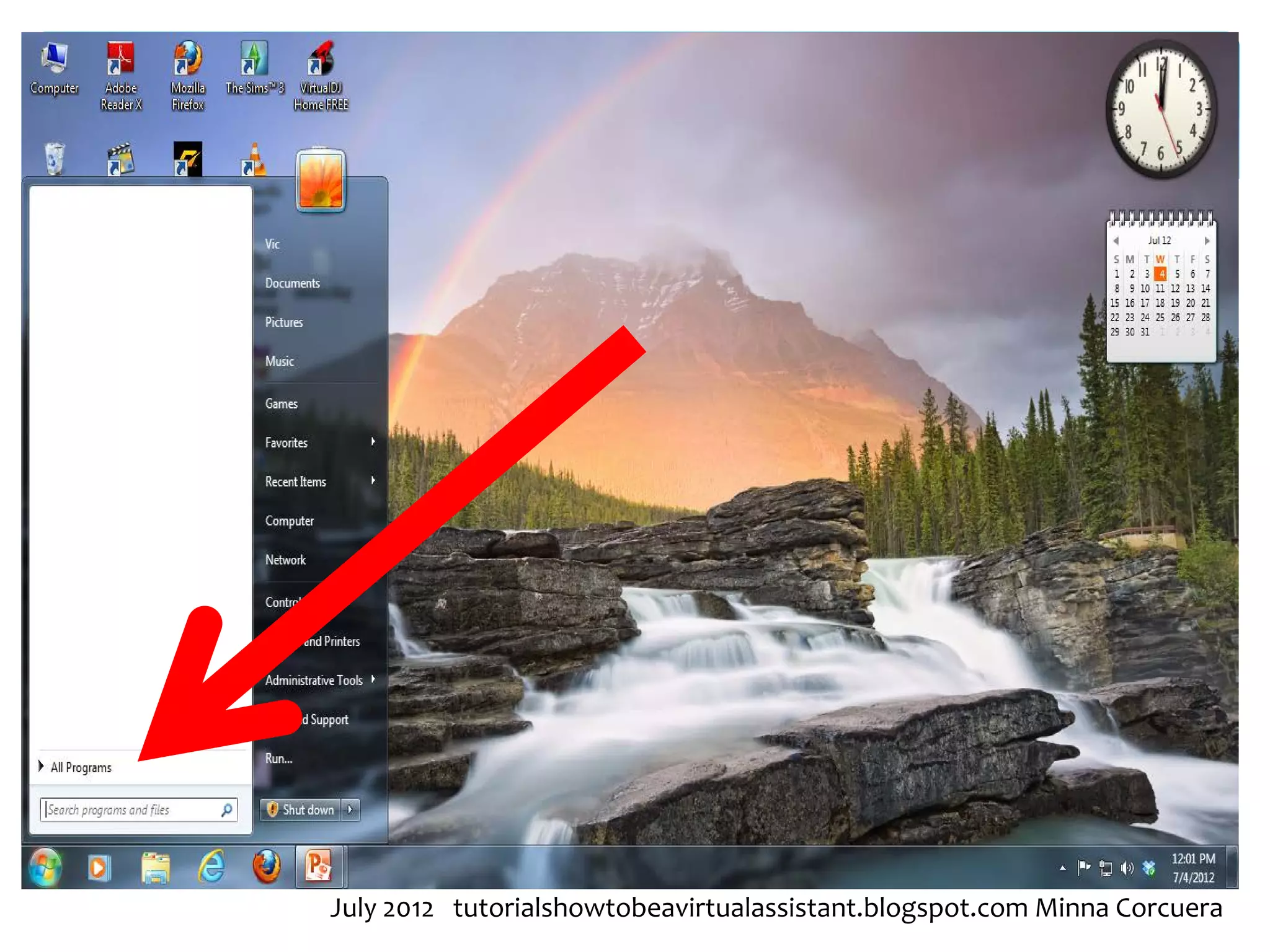 July 2012 tutorialshowtobeavirtualassistant.blogspot.com Minna Corcuera
 