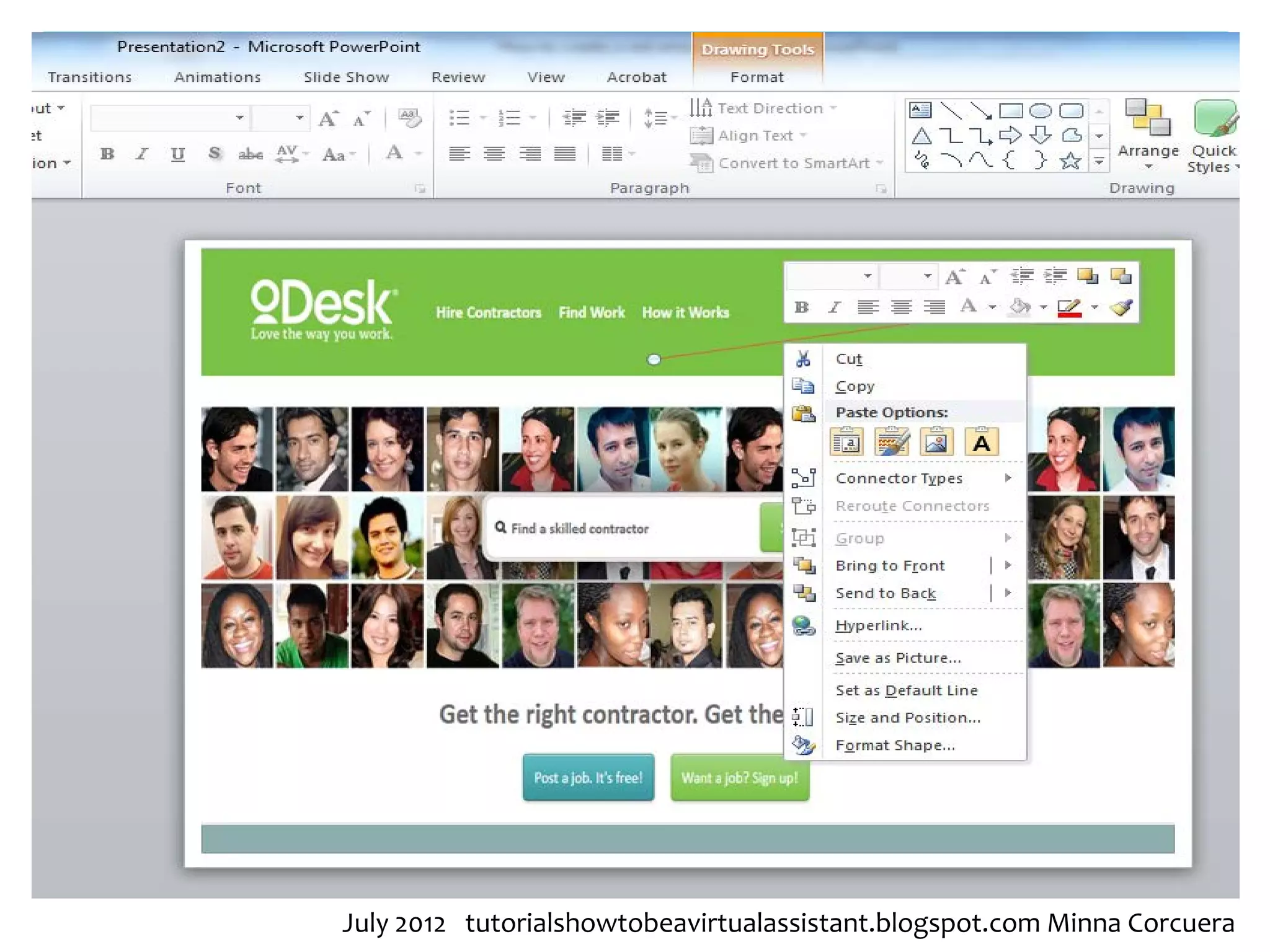 July 2012 tutorialshowtobeavirtualassistant.blogspot.com Minna Corcuera
 
