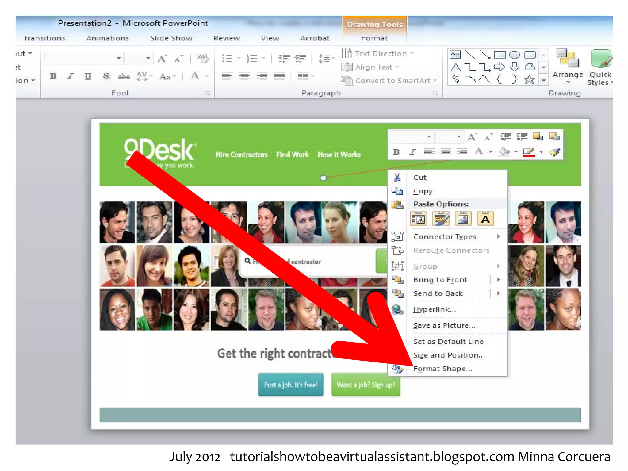 July 2012 tutorialshowtobeavirtualassistant.blogspot.com Minna Corcuera
 