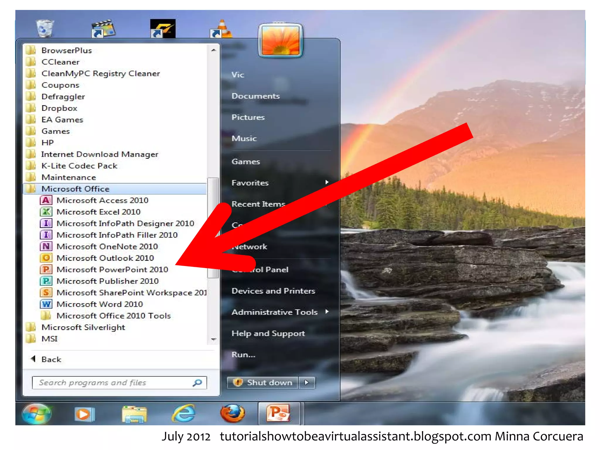 July 2012 tutorialshowtobeavirtualassistant.blogspot.com Minna Corcuera
 