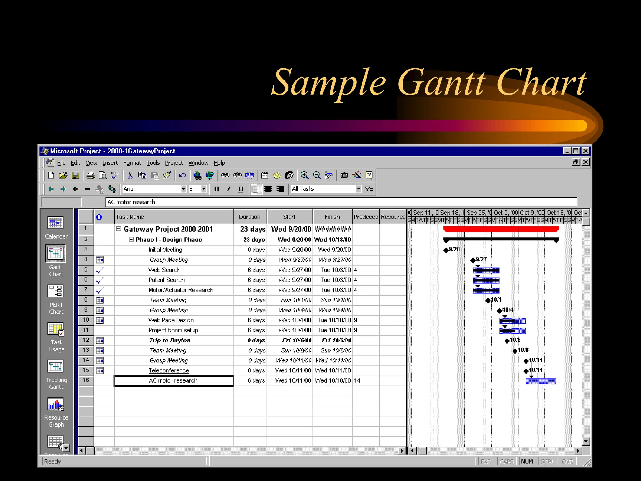 Sample Gantt Chart
 