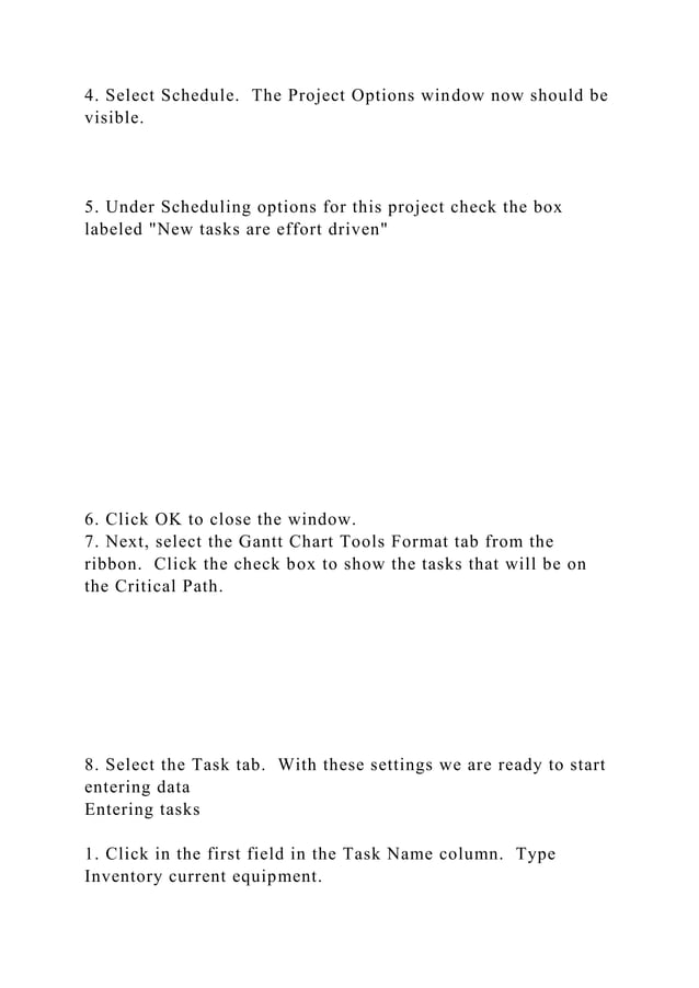 Ms project lesson 1a basics of project scheduling part 1o docx