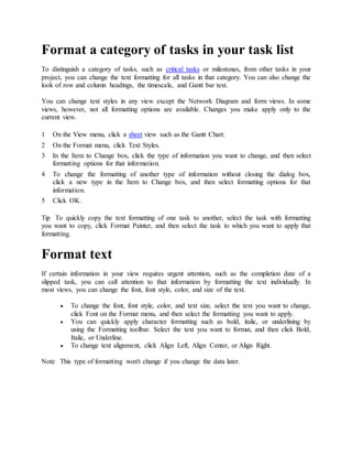 Project Text Formatting Ms project literature to read | DOCX