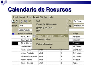CCaalleennddaarriioo ddee RReeccuurrssooss 
 