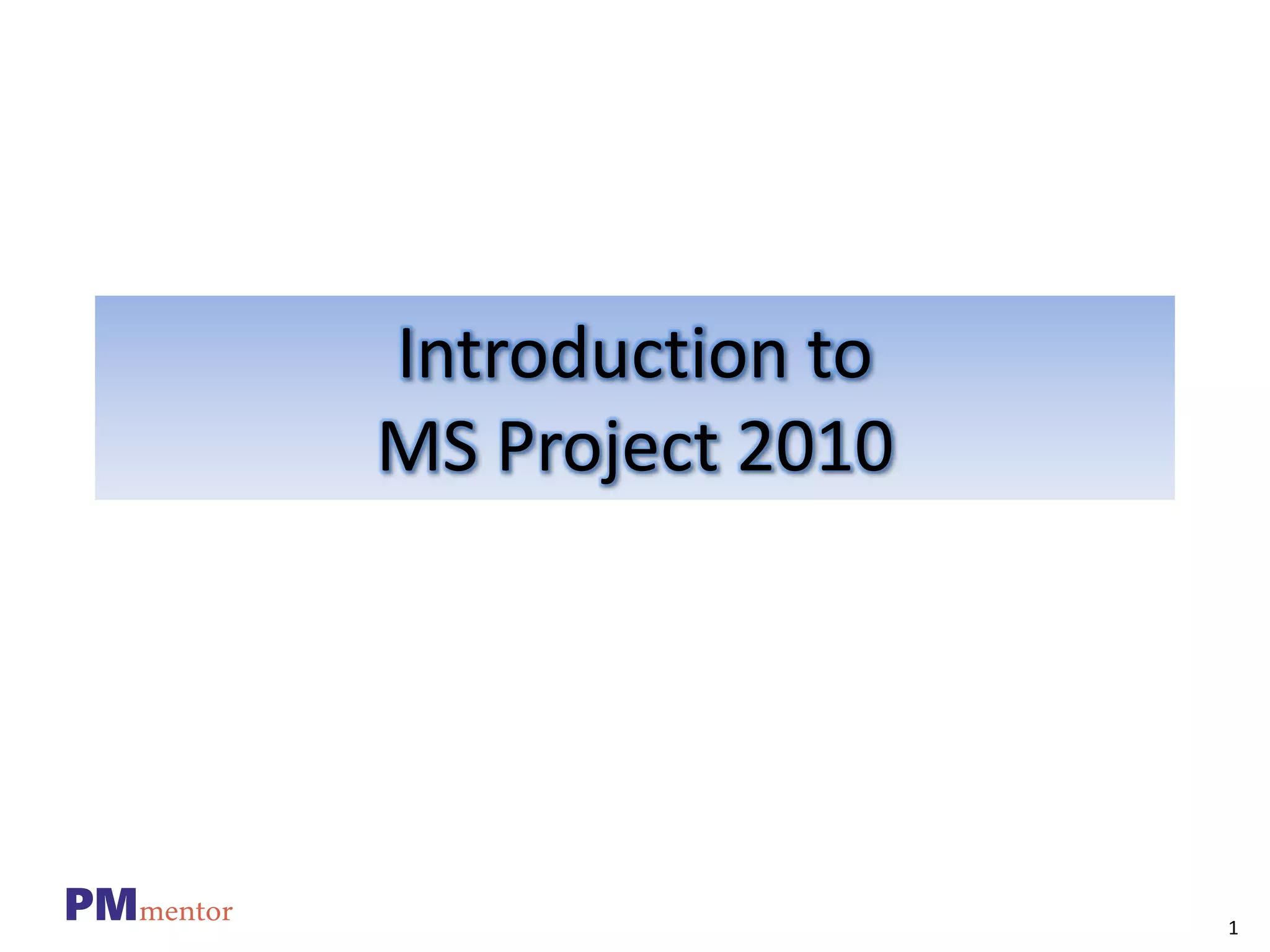 Introduction to MS project | PPT