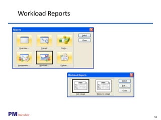56
PMmentor
Workload Reports
 