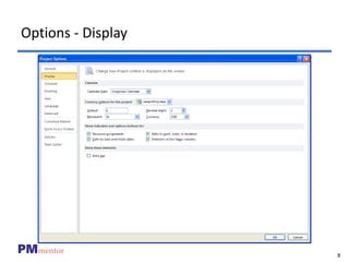 Project Menu Display Options Introduction to MS project | PPSX