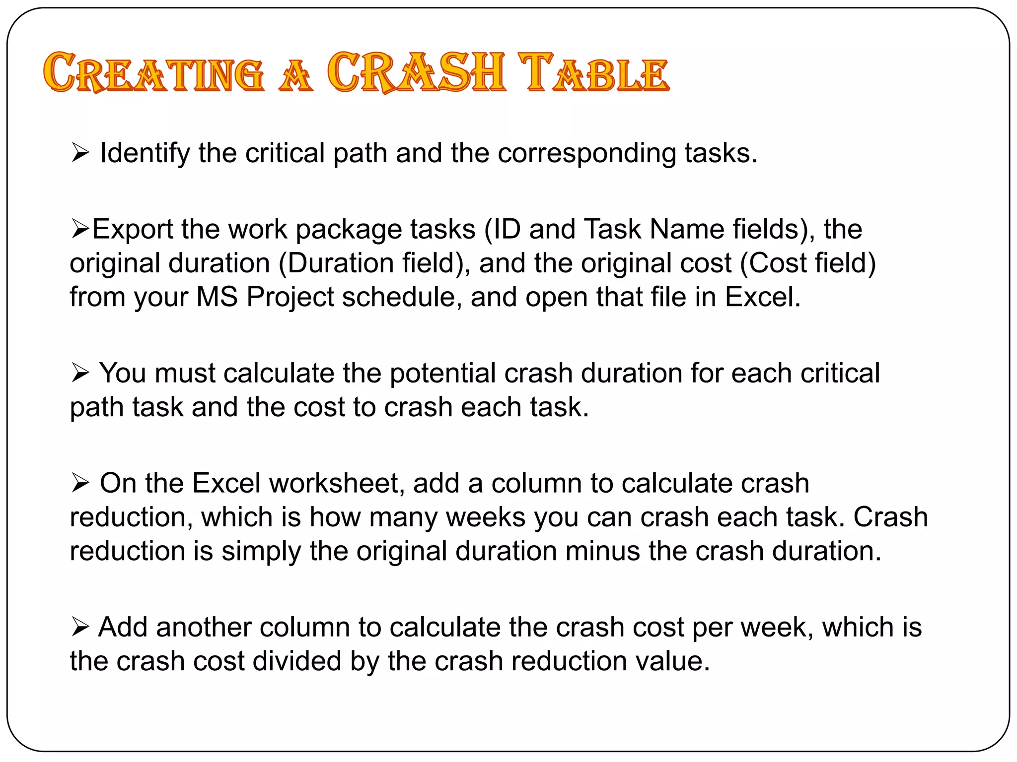 Establish Timeframes
