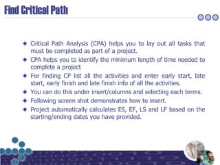 Ms project tutorial | PDF