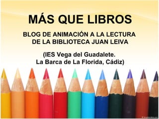 MÁS QUE LIBROS BLOG DE ANIMACIÓN A LA LECTURA  DE LA BIBLIOTECA JUAN LEIVA (IES Vega del Guadalete.  La Barca de La Florida, Cádiz) 