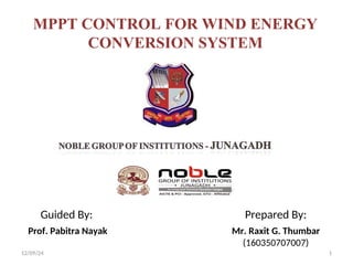 MPPT CONTROL FOR WIND ENERGY CONVERSION SYSTEM | PPT