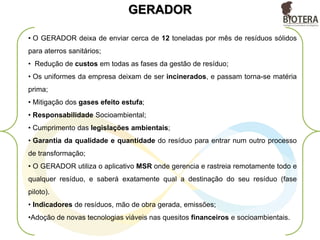 Fluxo - UNIFORMES
GERADOR UNIDADE
1 - SP
COOPCENT
CLASA RETECE
NUTRARTE
BAZAR/
DOAÇÃO
CUSTOMIZAÇÃO
NOVOS
PRODUTOS
COMERCIALIZAÇÃO
GERADOR UNIDADE
2 - SP
(Recorte dos logos)
Transformação,
com geração de
emprego e renda
Transporte e lavagem
dos uniformes, com
geração de emprego e
renda
Geração de
emprego e renda no
trabalho de recorte
dos logos
Transformação,
com geração de
emprego e renda
 