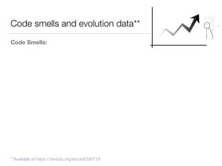 Code smells and evolution data**
Code Smells:
**Available at https://zenodo.org/record/293719
 