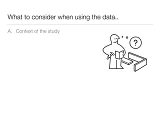 What to consider when using the data..
A. Context of the study
 