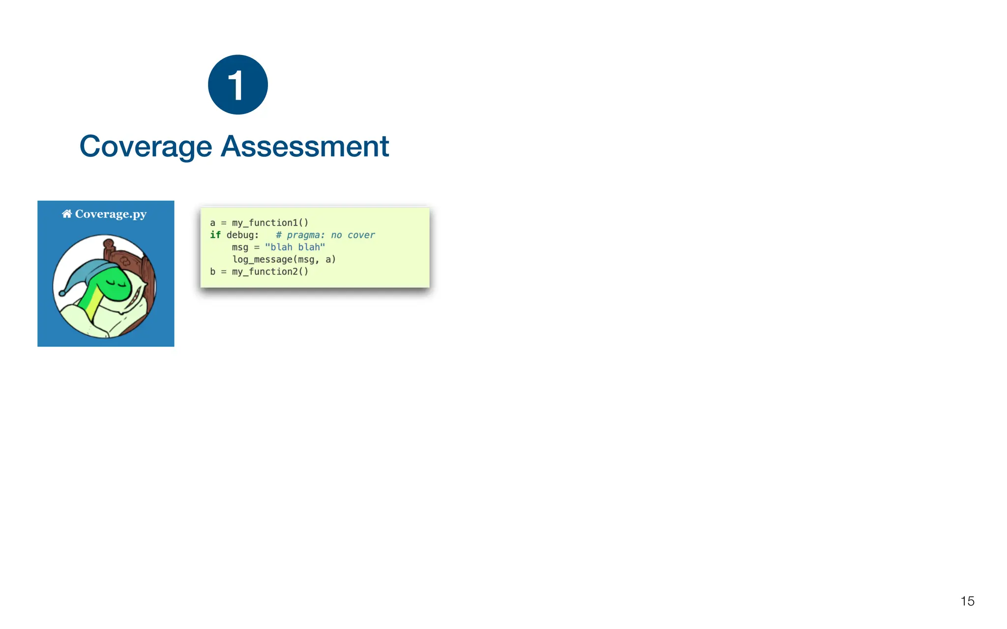Coverage Assessment
15
1
 