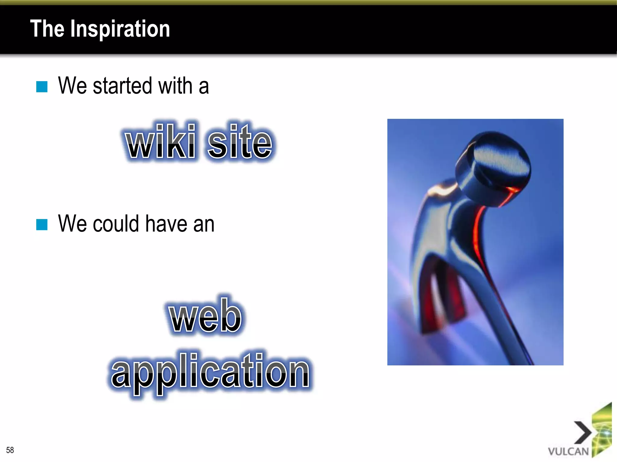 The Inspiration

        We started with a




        We could have an




58
 
